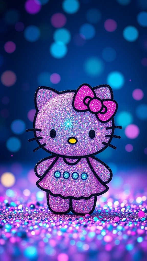 Glittery Hello Kitty Charm Phone Wallpaper Glittery Hello Kitty Charm Phone Wallpaper
