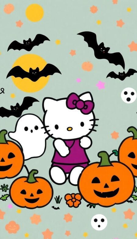 Halloween Hello Kitty Phone Wallpaper With Spooky Fun