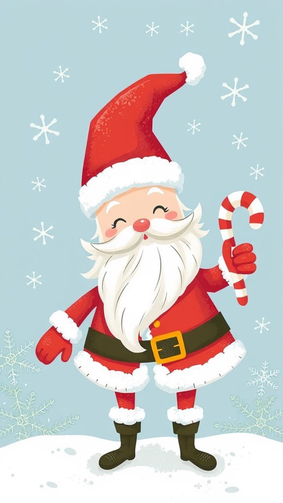 Whimsical Santa Claus Illustrations Phone Wallpaper Whimsical Santa Claus Illustrations Phone Wallpaper
